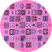 Round Machine Washable Oriental Purple Modern Area Rugs, wshabs644pur