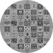 Round Machine Washable Oriental Gray Modern Rug, wshabs644gry