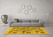 Machine Washable Oriental Yellow Modern Rug in a Living Room, wshabs644yw