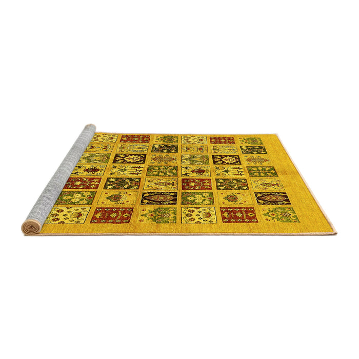 Sideview of Machine Washable Oriental Yellow Modern Rug, wshabs644yw