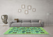 Machine Washable Oriental Turquoise Modern Area Rugs in a Living Room,, wshabs644turq