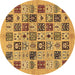 Round Oriental Brown Modern Rug, abs644brn