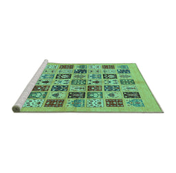 Sideview of Machine Washable Oriental Turquoise Modern Area Rugs, wshabs644turq