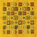 Square Machine Washable Oriental Yellow Modern Rug, wshabs644yw