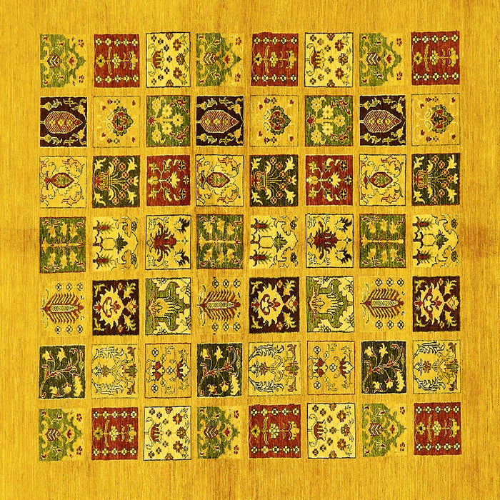 Square Oriental Yellow Modern Rug, abs644yw