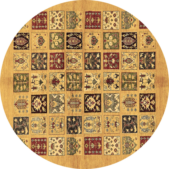 Round Machine Washable Oriental Brown Modern Rug, wshabs644brn