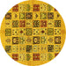 Round Oriental Yellow Modern Rug, abs644yw