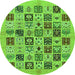 Round Machine Washable Oriental Green Modern Area Rugs, wshabs644grn