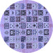 Round Machine Washable Oriental Blue Modern Rug, wshabs644blu