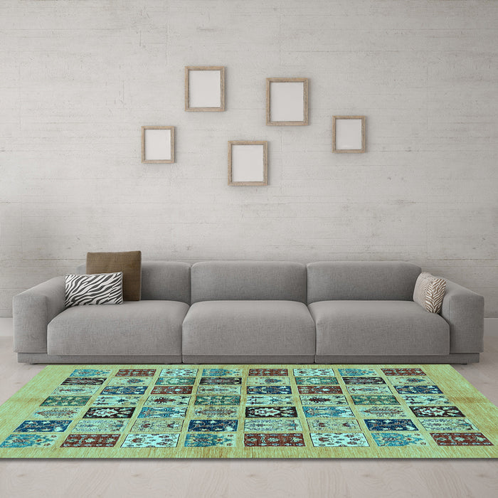 Machine Washable Oriental Light Blue Modern Rug in a Living Room, wshabs644lblu