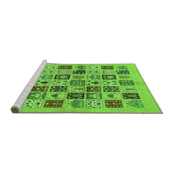 Sideview of Machine Washable Oriental Green Modern Area Rugs, wshabs644grn