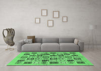 Machine Washable Oriental Emerald Green Modern Rug, wshabs644emgrn