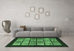 Machine Washable Oriental Emerald Green Modern Area Rugs in a Living Room,, wshabs645emgrn