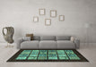 Machine Washable Oriental Turquoise Modern Area Rugs in a Living Room,, wshabs645turq