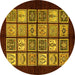 Round Oriental Yellow Modern Rug, abs645yw