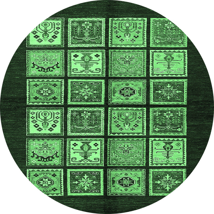 Round Oriental Emerald Green Modern Rug, abs645emgrn