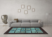 Machine Washable Oriental Light Blue Modern Rug, wshabs645lblu