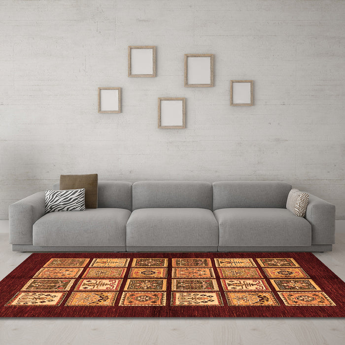 Machine Washable Oriental Orange Modern Area Rugs in a Living Room, wshabs645org