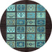 Round Oriental Light Blue Modern Rug, abs645lblu