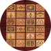 Round Machine Washable Oriental Orange Modern Area Rugs, wshabs645org