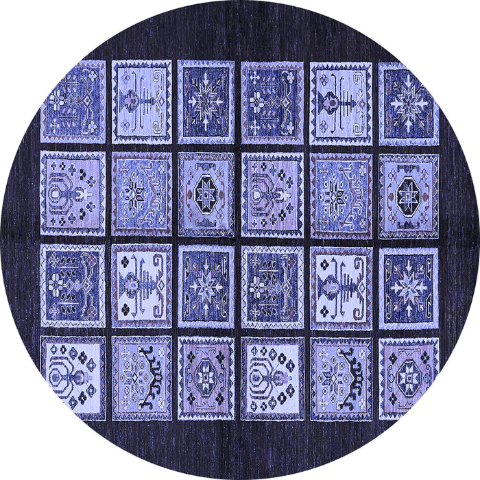 Round Machine Washable Oriental Blue Modern Rug, wshabs645blu