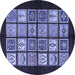 Round Machine Washable Oriental Blue Modern Rug, wshabs645blu