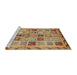 Sideview of Machine Washable Abstract Red Rug, wshabs646