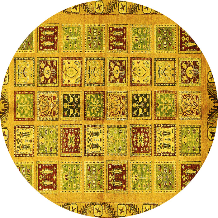 Round Machine Washable Oriental Yellow Modern Rug, wshabs646yw