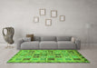 Machine Washable Oriental Green Modern Area Rugs in a Living Room,, wshabs646grn