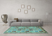 Machine Washable Oriental Light Blue Modern Rug, wshabs646lblu