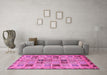 Machine Washable Oriental Pink Modern Rug in a Living Room, wshabs646pnk