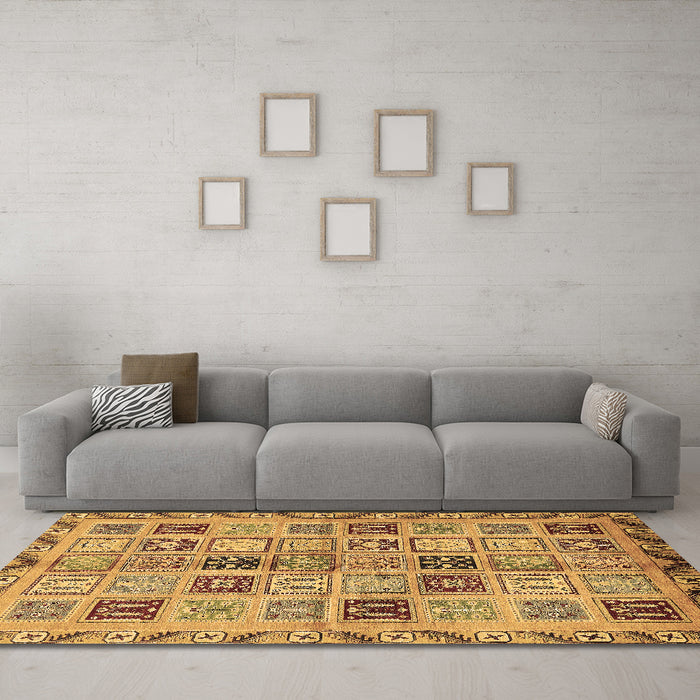 Machine Washable Oriental Brown Modern Rug in a Living Room,, wshabs646brn