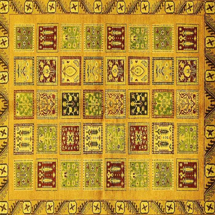 Square Oriental Yellow Modern Rug, abs646yw