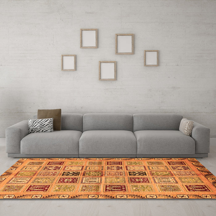 Machine Washable Oriental Orange Modern Area Rugs in a Living Room, wshabs646org