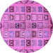 Round Machine Washable Oriental Purple Modern Area Rugs, wshabs646pur