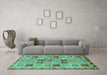 Machine Washable Oriental Turquoise Modern Area Rugs in a Living Room,, wshabs646turq