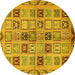 Round Oriental Yellow Modern Rug, abs646yw