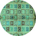 Round Oriental Turquoise Modern Rug, abs646turq