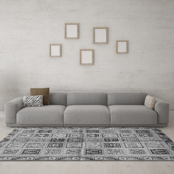 Machine Washable Oriental Gray Modern Rug in a Living Room,, wshabs646gry