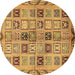 Round Machine Washable Oriental Brown Modern Rug, wshabs646brn