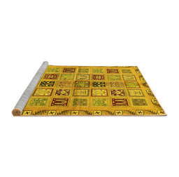 Sideview of Machine Washable Oriental Yellow Modern Rug, wshabs646yw