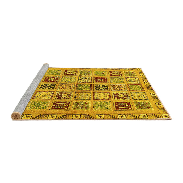 Sideview of Machine Washable Oriental Yellow Modern Rug, wshabs646yw