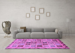 Machine Washable Oriental Purple Modern Area Rugs in a Living Room, wshabs646pur