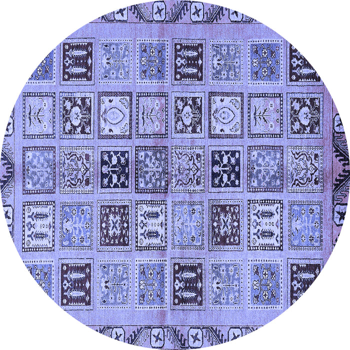 Round Machine Washable Oriental Blue Modern Rug, wshabs646blu