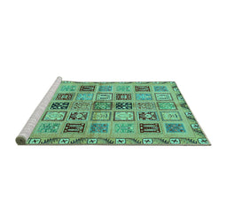 Sideview of Machine Washable Oriental Turquoise Modern Area Rugs, wshabs646turq