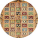 Round Machine Washable Abstract Red Rug, wshabs646