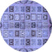 Round Oriental Blue Modern Rug, abs646blu