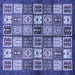 Square Machine Washable Abstract Blue Modern Rug, wshabs647blu