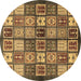 Round Machine Washable Abstract Brown Modern Rug, wshabs647brn