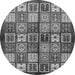 Round Machine Washable Abstract Gray Modern Rug, wshabs647gry